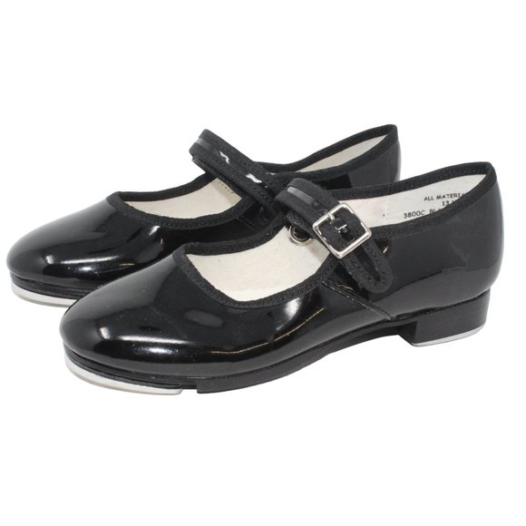Capezio Child 3800C 13W Black Patenlite Mary Jane TeleTone Tap Shoe - Picture 5 of 9